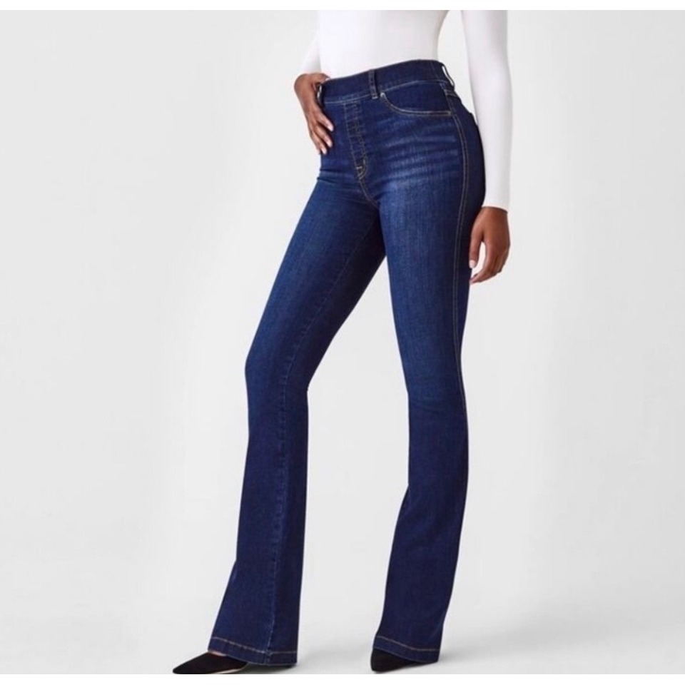 Spanx Flare Midnight Pull-On Stretch Denim Jeans 20327q Small Petite Ps Sp